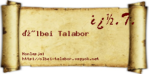 Ölbei Talabor névjegykártya